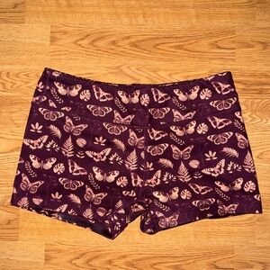 IAB Maroon and Pink Floral Printed Workout shorts
